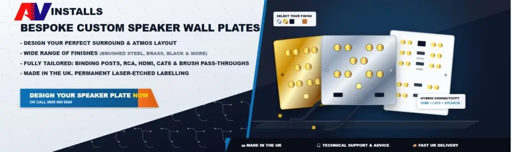 custom speaker and home cinema connection plates