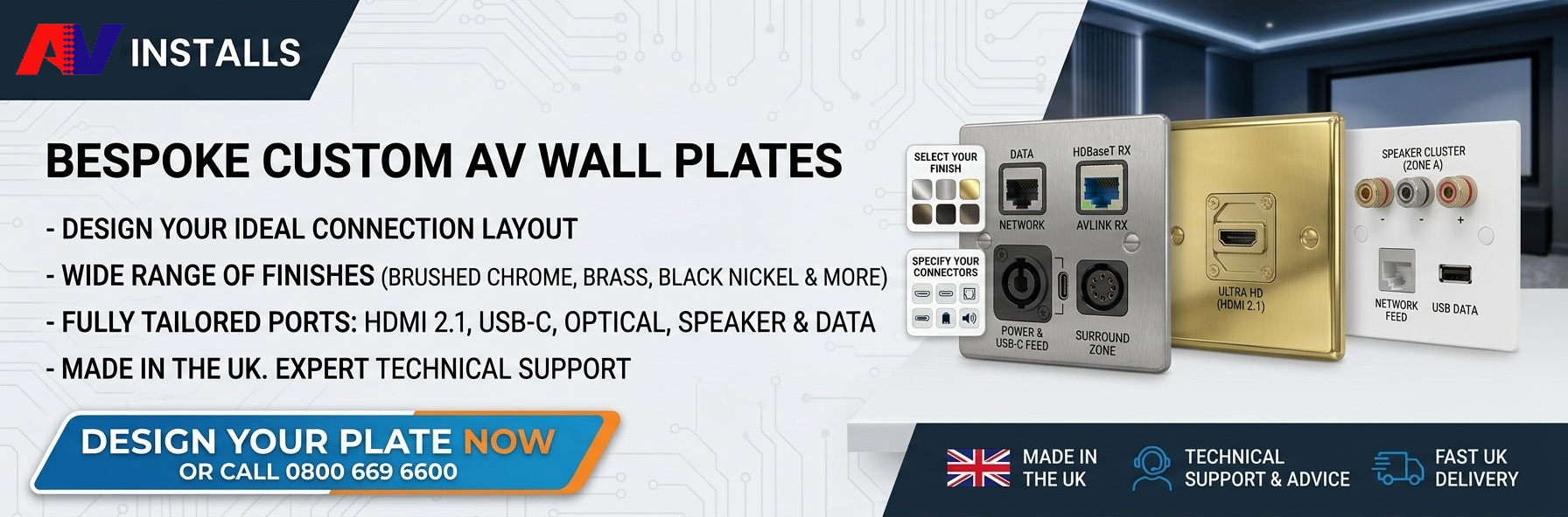 custom av wall plates