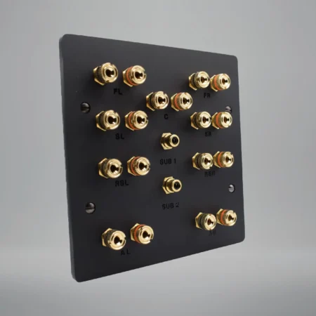 frosted-matt-black-7.2.2-atmos-wall-plate frosted matt black 7.2.2 dolby atmos speaker plate