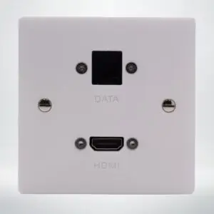 av wall plate with a hdmi and cat6 network connection