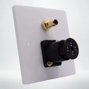 rear view of REL subwoofer speakon connector