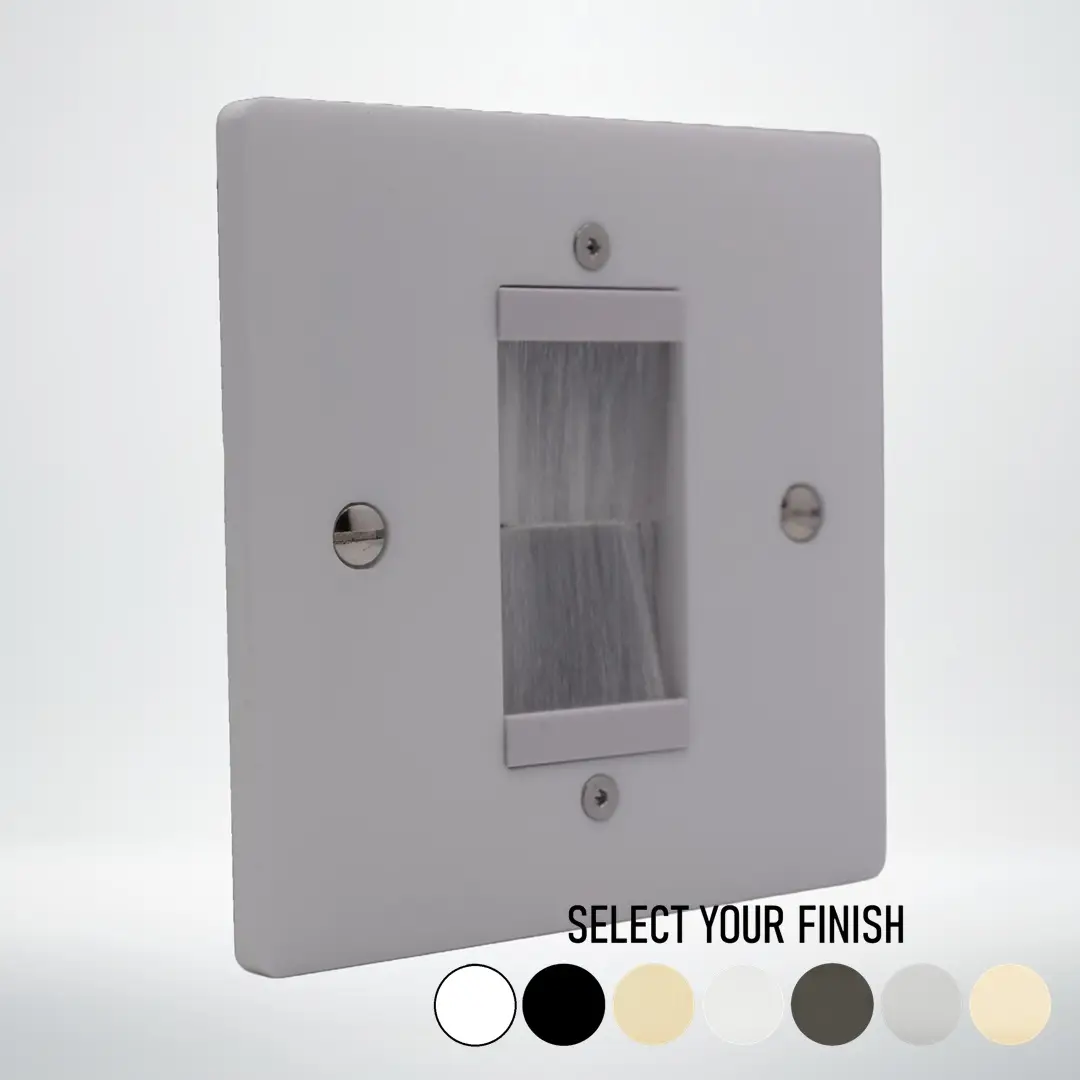 Single-Gang Brushed Wall Plate With 25mm Brushes Single-Gang Brushed Wall Plate With 25mm Brushes
