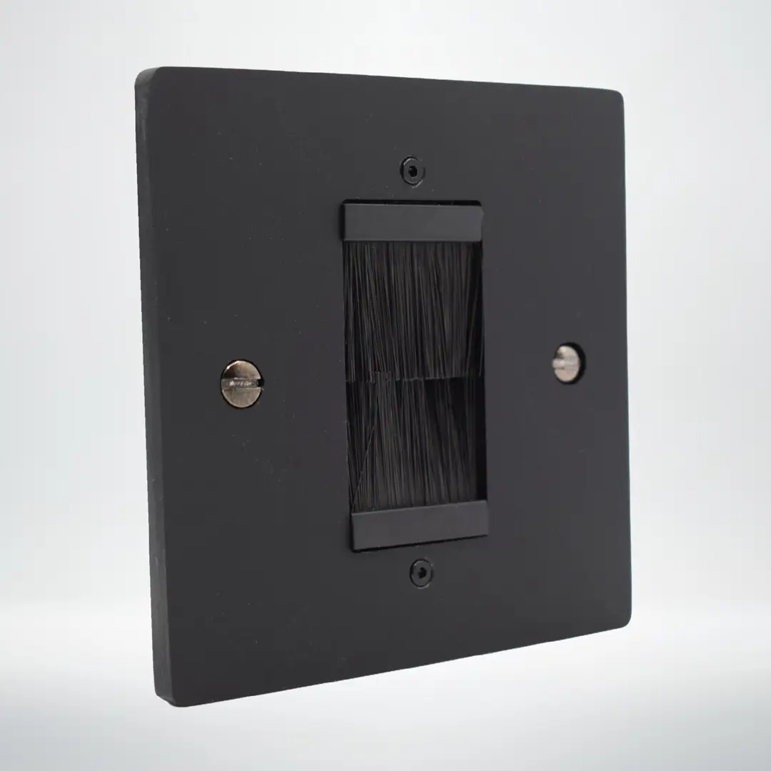 Single-Gang Brushed Wall Plate With 25mm Brushes Single-Gang Brushed Wall Plate With 25mm Brushes